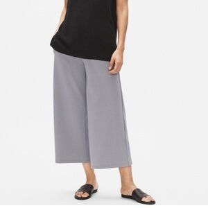 Eileen Fisher Flex Tencel Ponte Wide Leg Crop Pants Zinc Gray Pull On